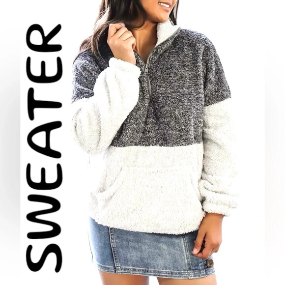 Sweaters - Fuzzy Half Zio Sweater